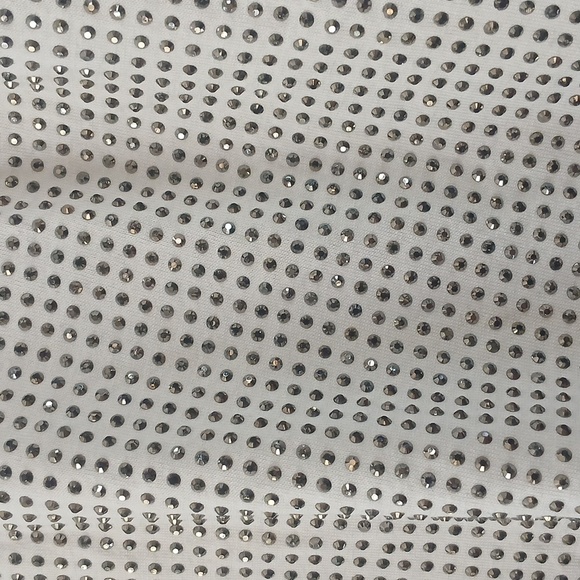 ✨️BLING!!! Vocal Black Gun Metal and White Short Sleeve V Neck Top Sz Large - Picture 4 of 10